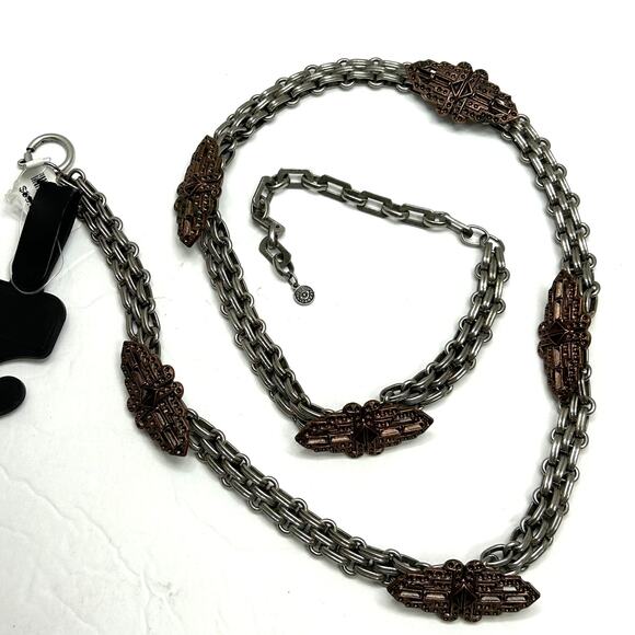 Silver and Bronze Toned Chain Belt NOSWT - Picture 1 of 5